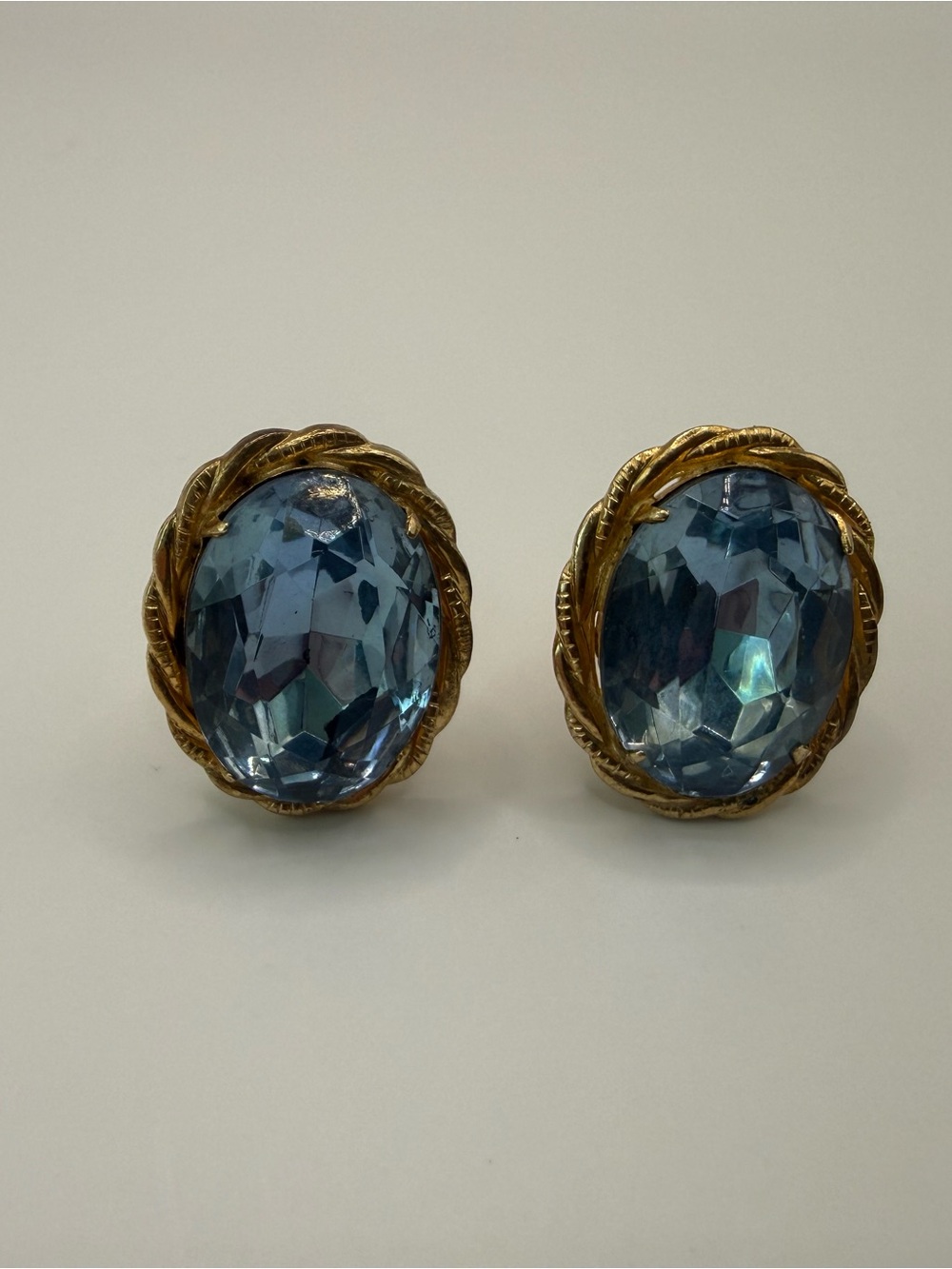 Vintage Coro Blue Glass Screw Back Earrings